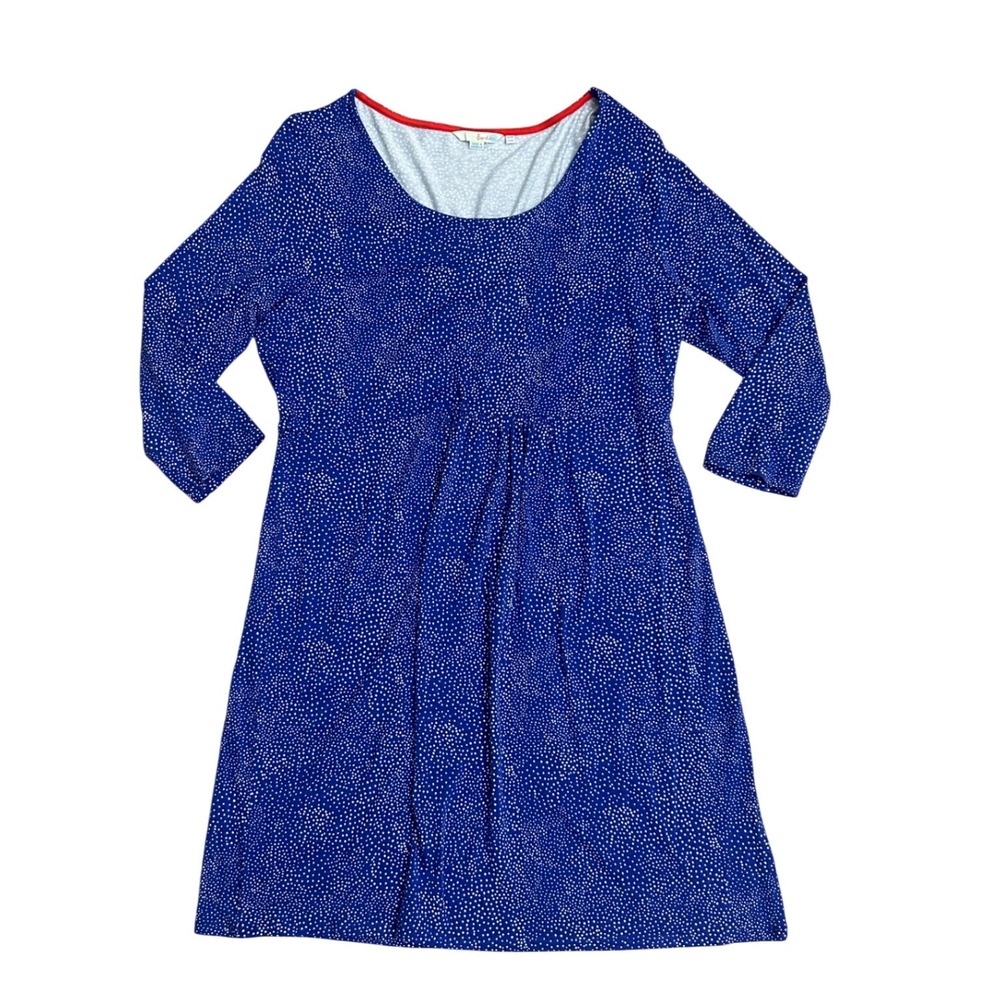 Boden must have hattie Polka Dot Empire‎ Waist Jersey Dress 3/4 Sleeve 16L